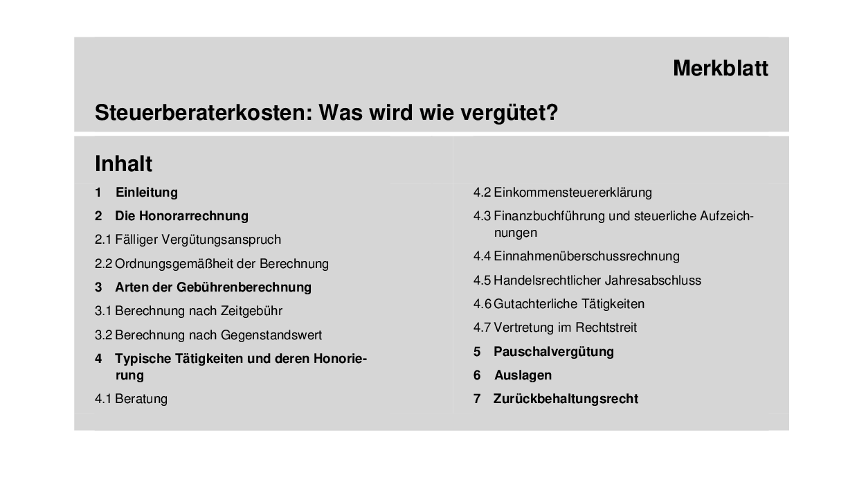 Steuerberaterkosten: Was wird wie vergütet?